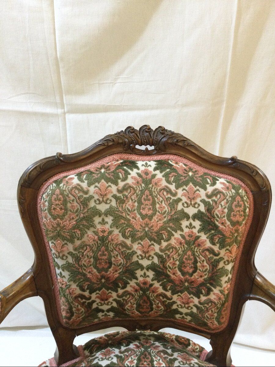 Louis xv style armchair in walnut