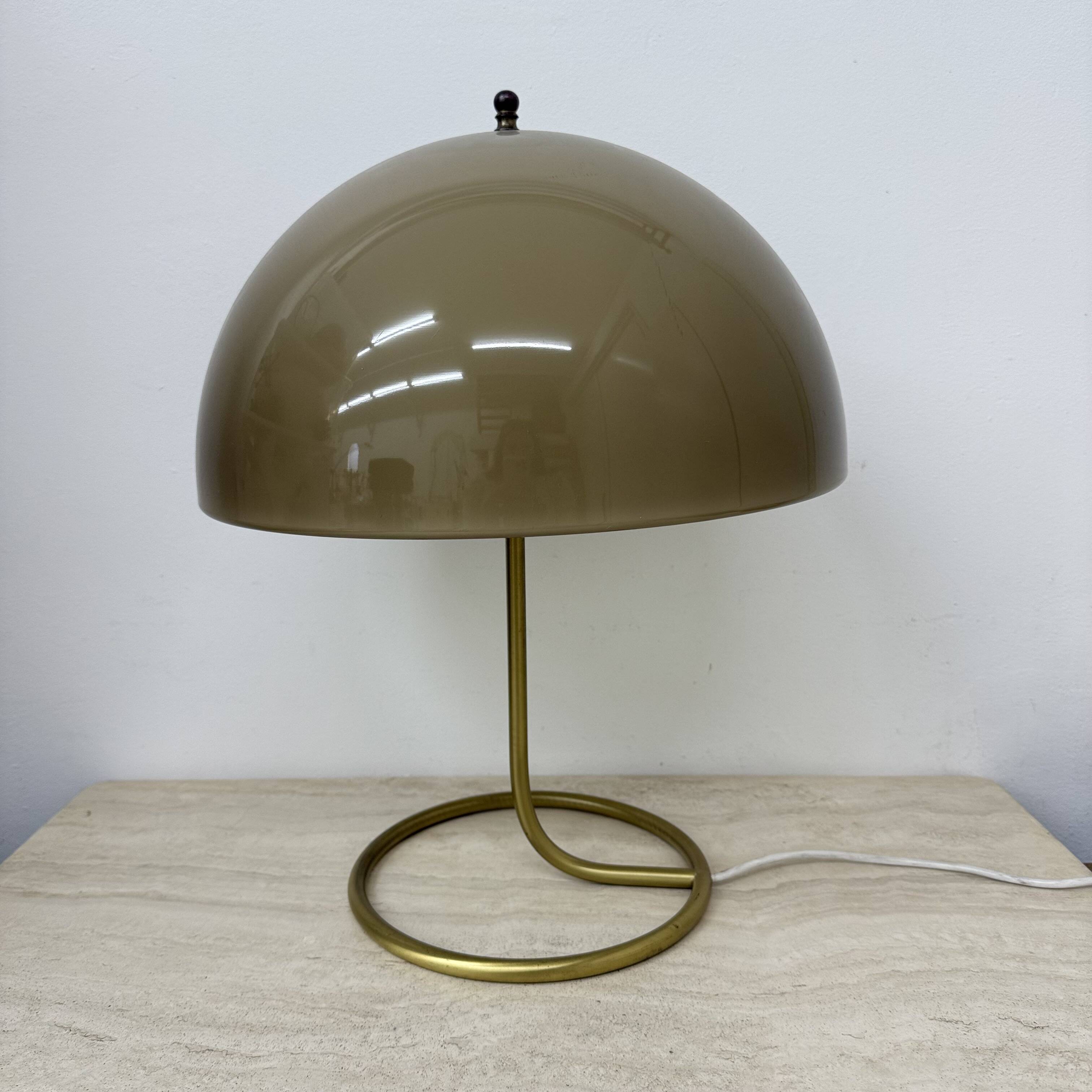 Vintage Mushroom table lamp with gold metal base , 1970s