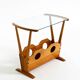 Beautiful mid-century modern side table with magazine rack, made of ash woo
