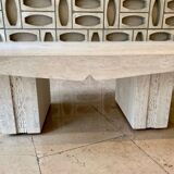 Vintage French coffee table in softened travertine