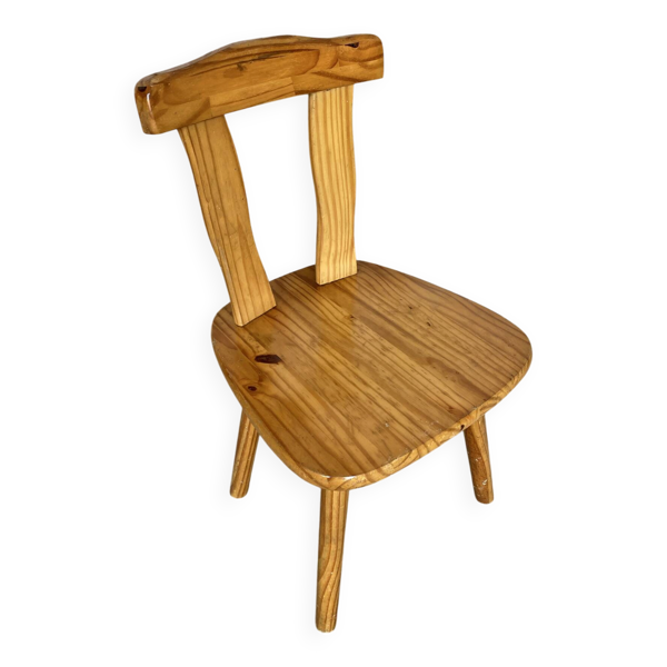 Chaise ancienne bistrot bois brutaliste vintage