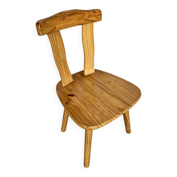 Vintage Brutalist Wooden Bistro Chair #E036
