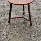 Pedestal table of the 60s in beech and oak