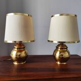 Pair of vintage 1970s Italian lamps in solid brass