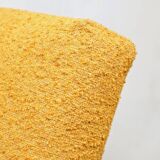 Mid - Century Armchair Yellow Color Boucle Scandinavian Design Wooden Lounge Chair