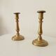 Pair of old candlesticks in solid gilded brass