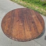 Table ronde Henri II à patte de lion en chêne massif