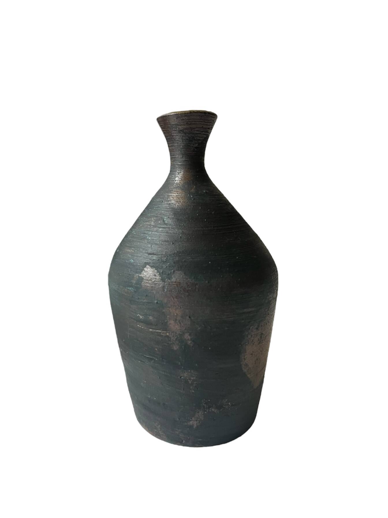 Handcrafted and signed stoneware vase, ceramic, circa 1970