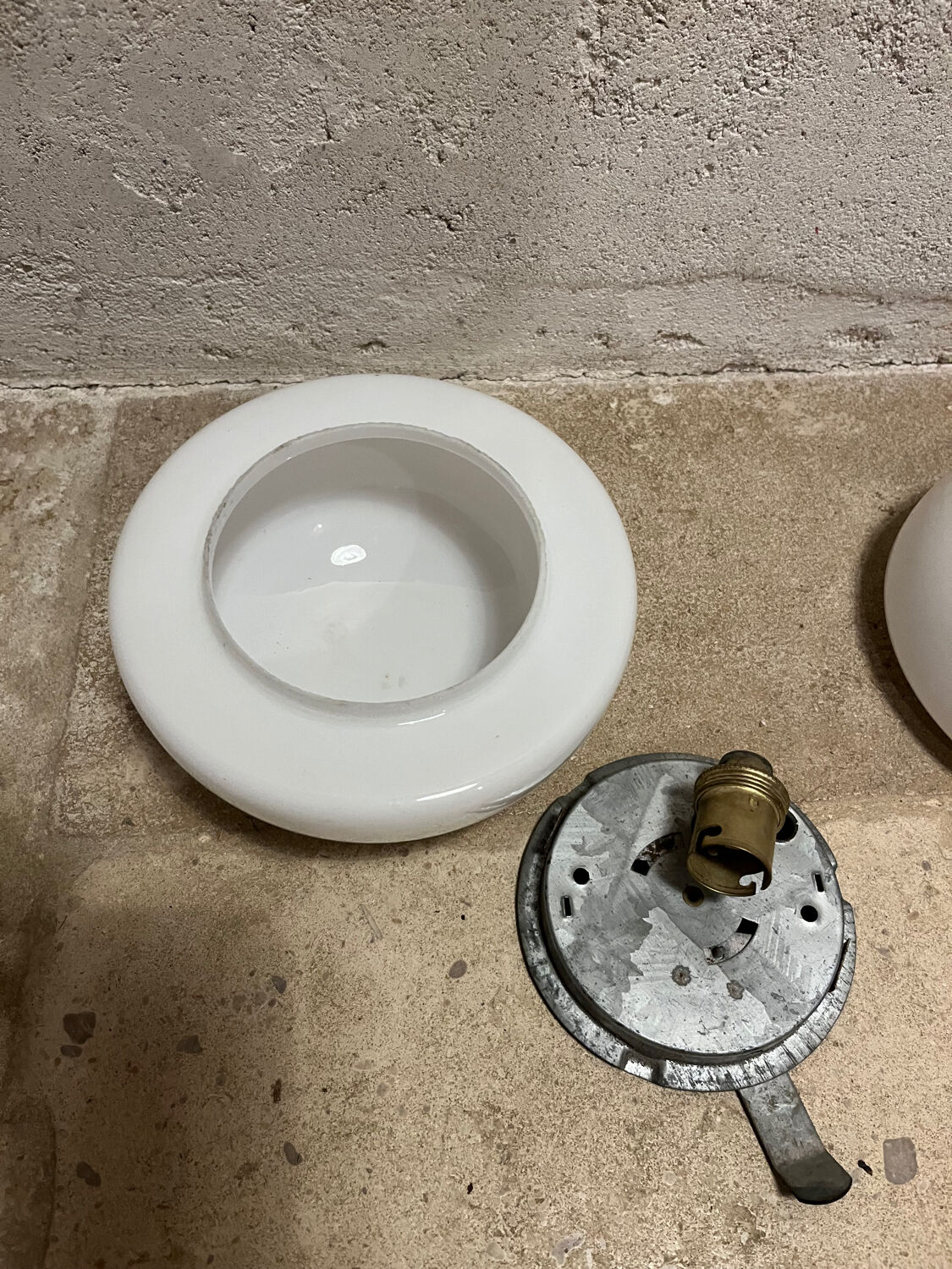 Round opaline wall lamp 1970