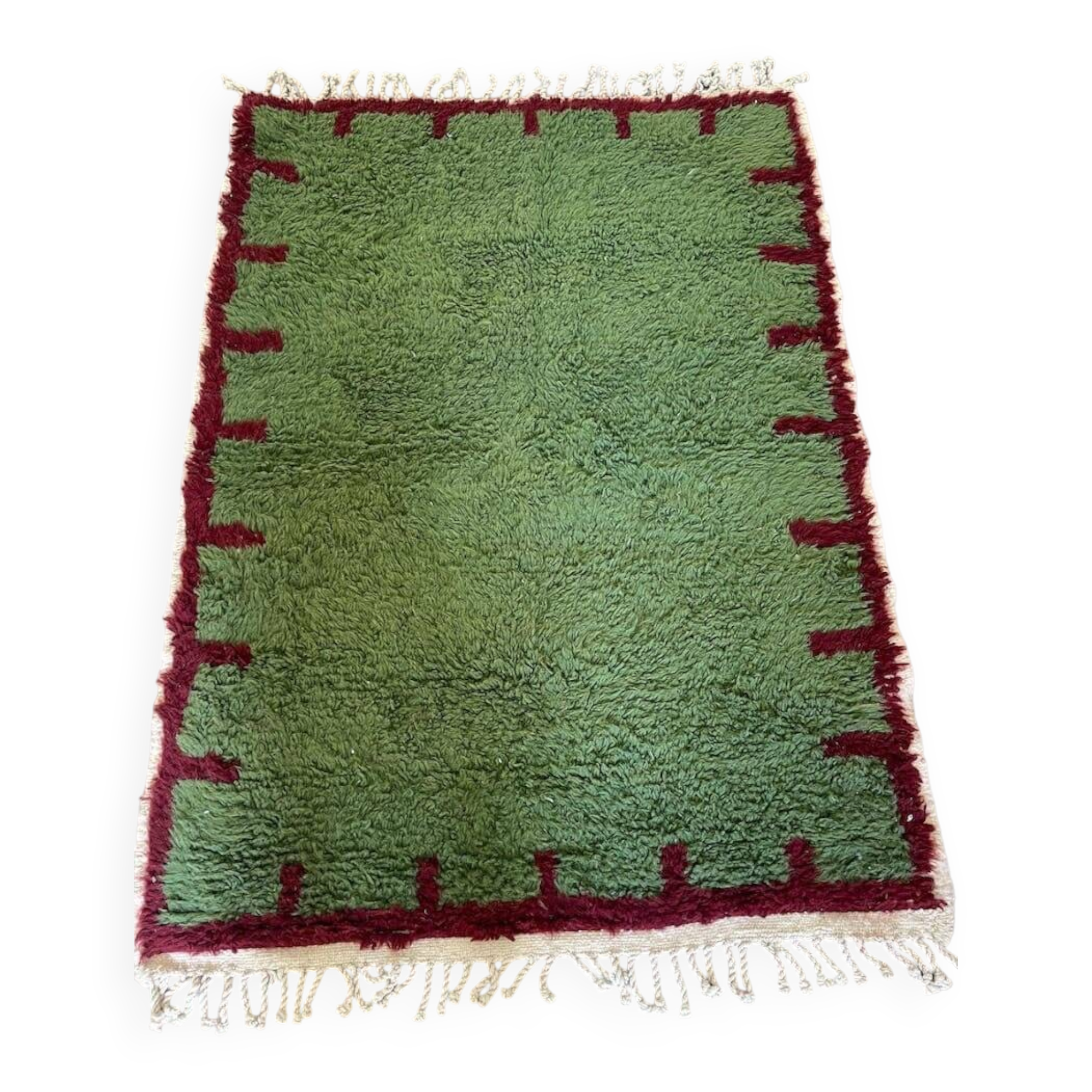 Traditional handmade pure wool rug, green, size 150 x 250 cm