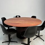 1970s Vintage Extra Large Round Red Travertine Dining Table