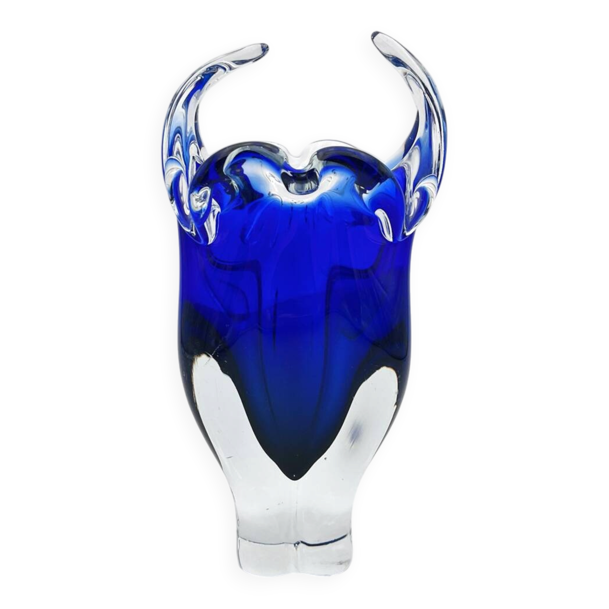 Vase Josef Hospodka Chribska Bohemia Cobalt Blue Glass 1960