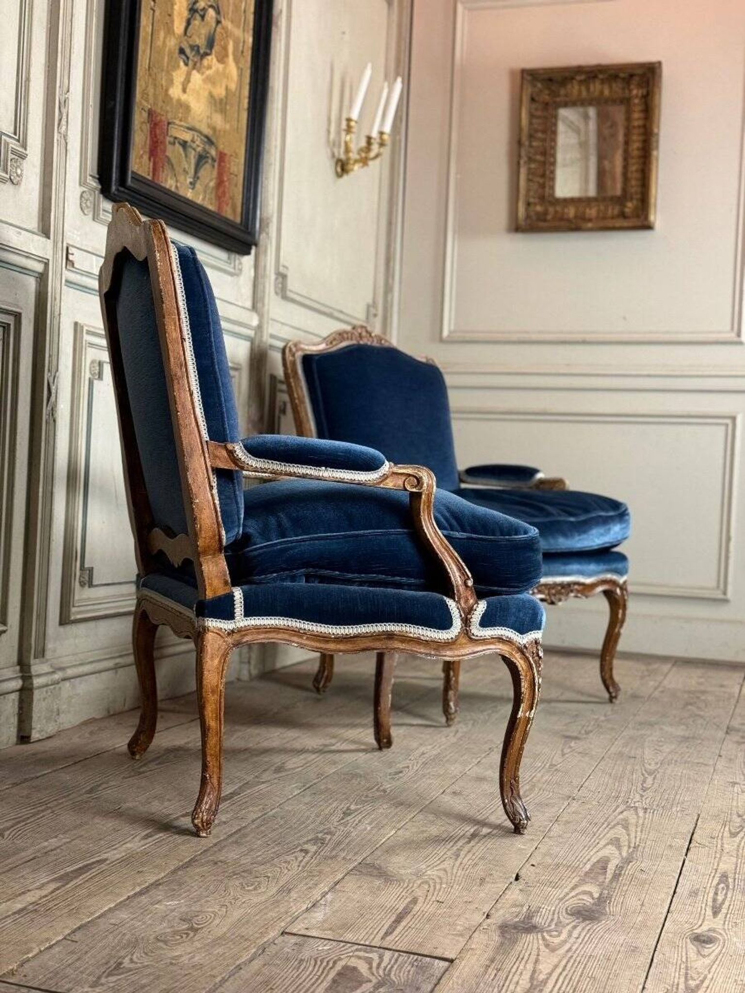 Pair Of Armchairs For Queen Louis XV, Carved “oak” Wood 18th Century