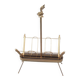 1960s brass folding magazine rack with lacquered wood decoration.
