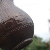 Superbe pichet vintage Digoin Sarreguemines en céramique émaillée brune