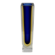 MURANO Flavio Poli Soliflore ou Vase carré vintage en Verre Bleu et Jaune