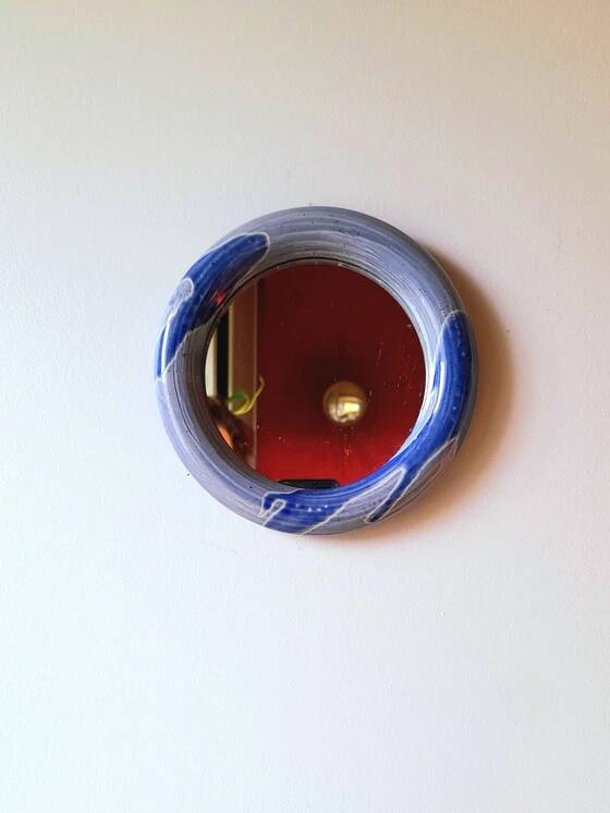 60s glazed ceramic mirror