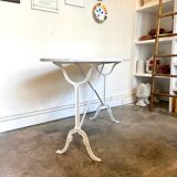 Bistro table in grey marble and white ☐ cast iron 120 x 60 cm