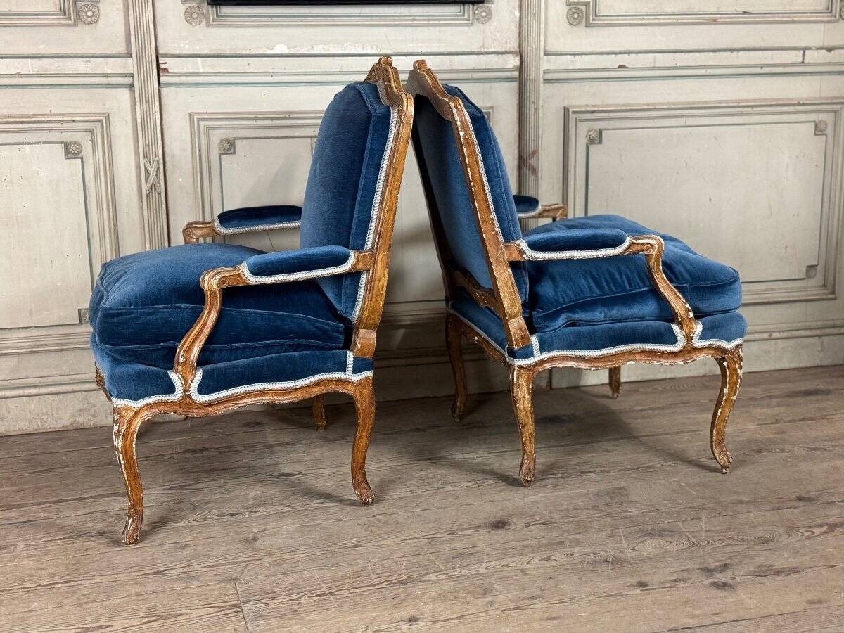 Pair Of Armchairs For Queen Louis XV, Carved “oak” Wood 18th Century