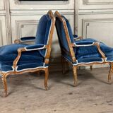 Pair Of Armchairs For Queen Louis XV, Carved “oak” Wood 18th Century