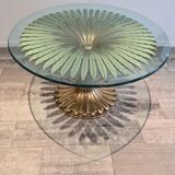 Round carved wooden dining table, Italy