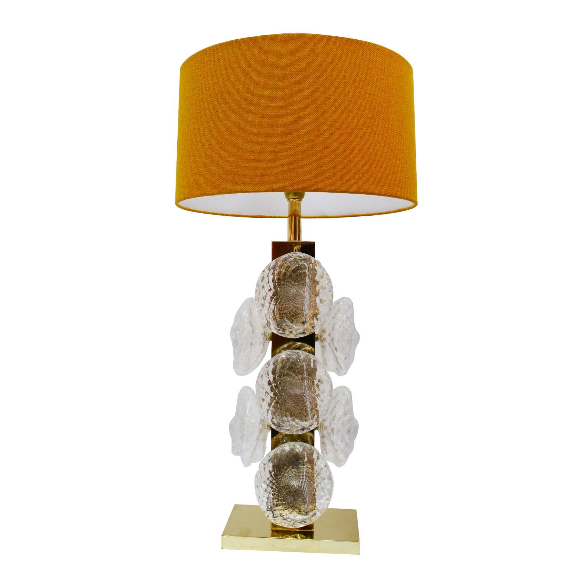Pair of Murano glass and brass table lamps, Italy