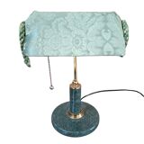 Lampada da Scrivania Vintage in Marmo Verde e Ottone Pezzo Unico Artigianal