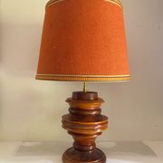 Lampe bois tourné, câble tissu 2M neuf, abat-jour