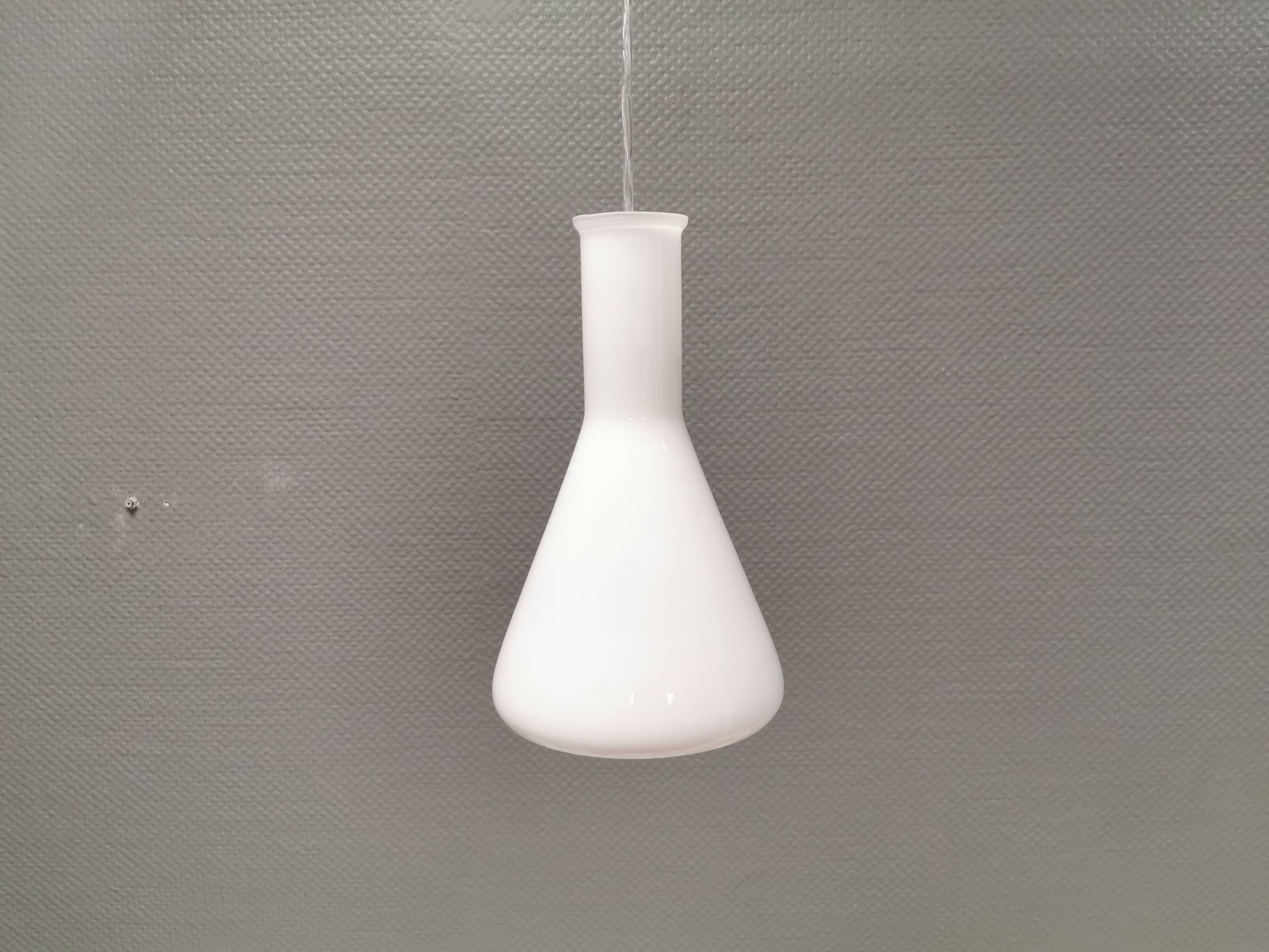 Hanging lamp in milky white glass