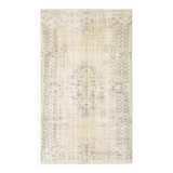 Vintage Cream & Brown Turkish Handmade Rug, 149x252Cm