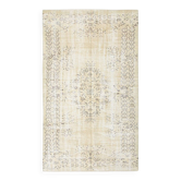 Vintage Cream & Brown Turkish Handmade Rug, 149x252Cm