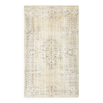Vintage Cream & Brown Turkish Handmade Rug, 149x252Cm
