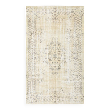 Vintage Cream & Brown Turkish Handmade Rug, 149x252Cm