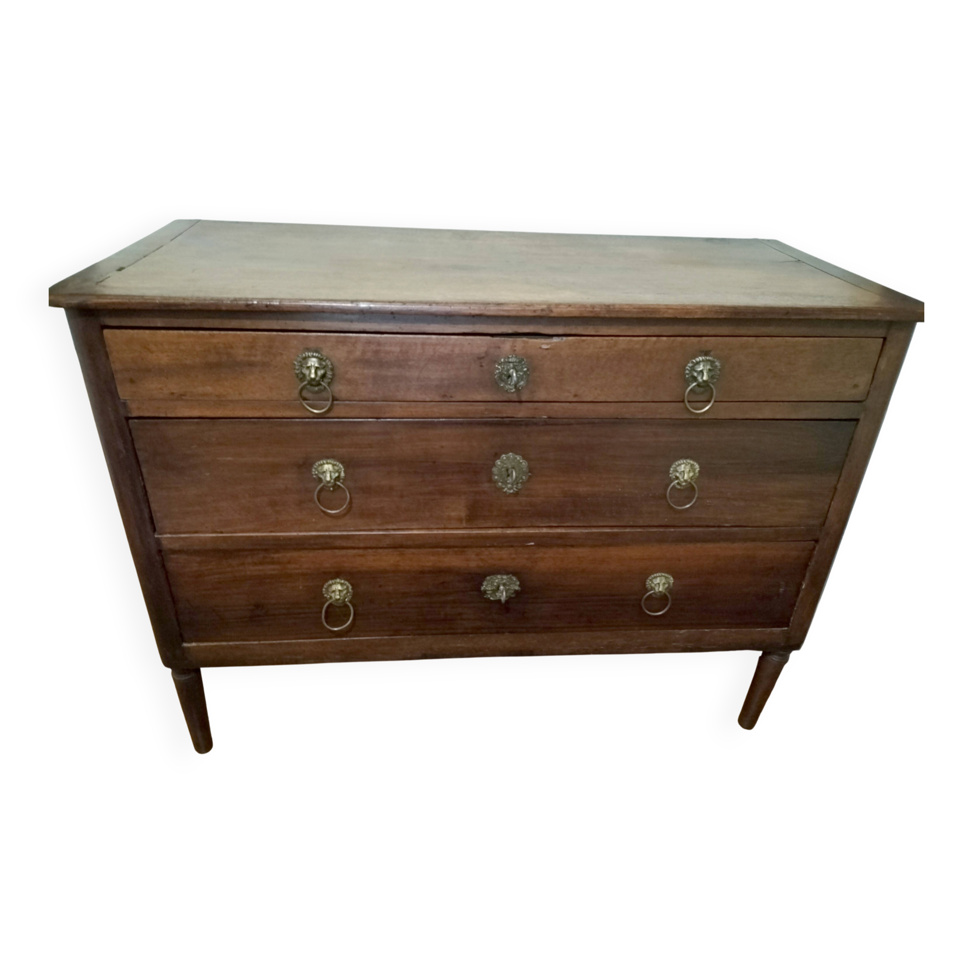 Jumping chest of drawers with 3 drawers in solid walnut, Restoration style.