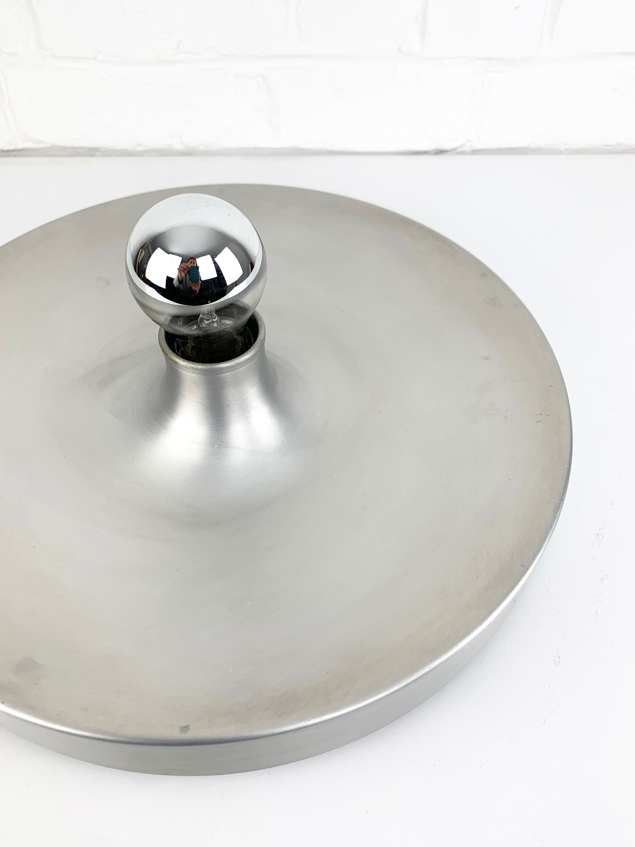 Space age wall lamp by Staff Leuchten in aluminum, Flush Light, 1960-70s