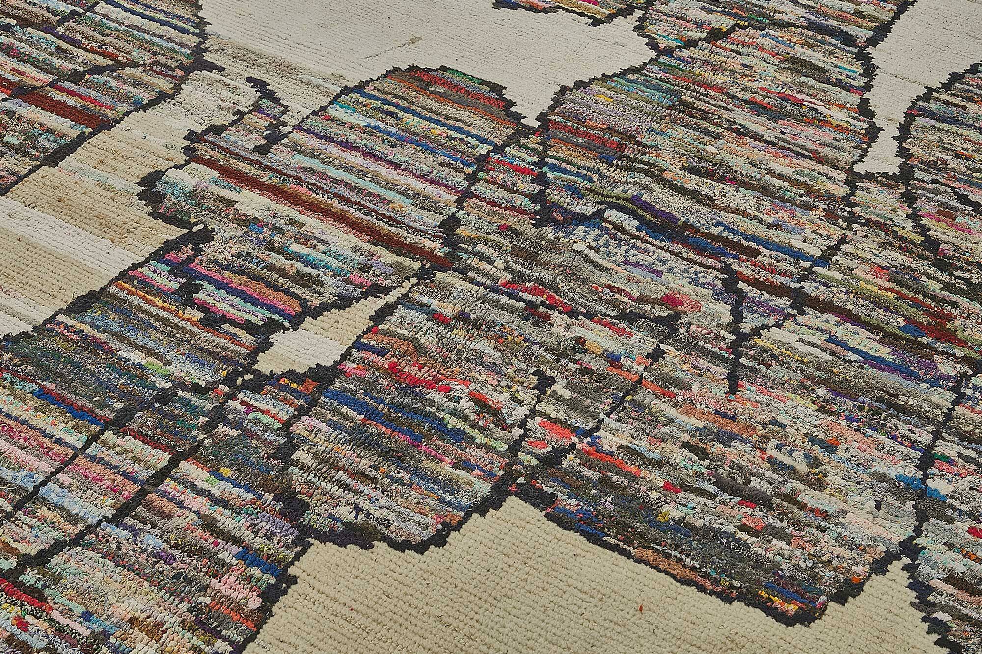 Handwoven Turkish Recycled Boho Rug 223 cm x 311 cm