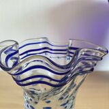 Trio of vintage blown glass handkerchief vases