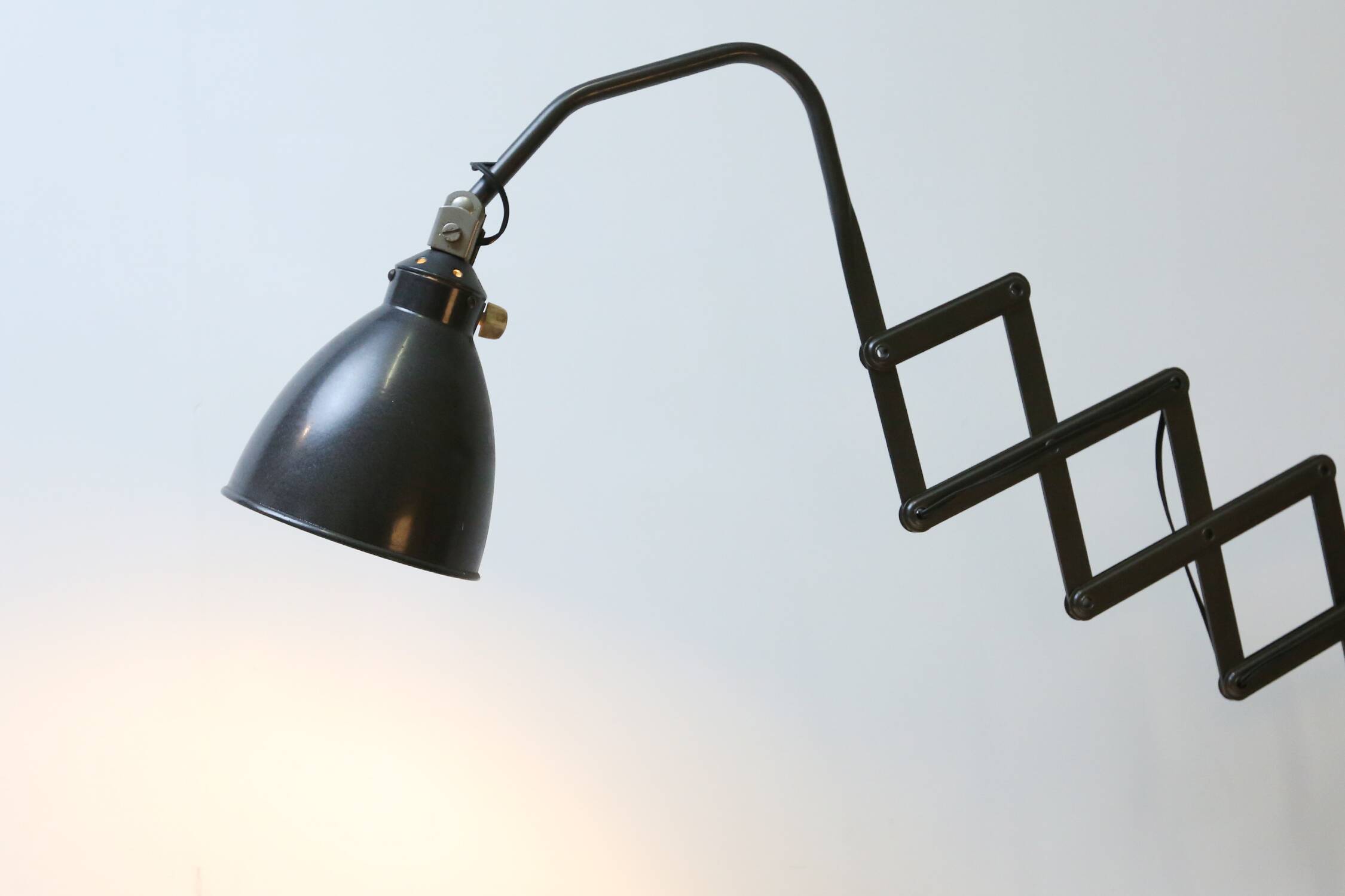 Bauhaus black metal agi belgium scissor wall lamp ca. 1920