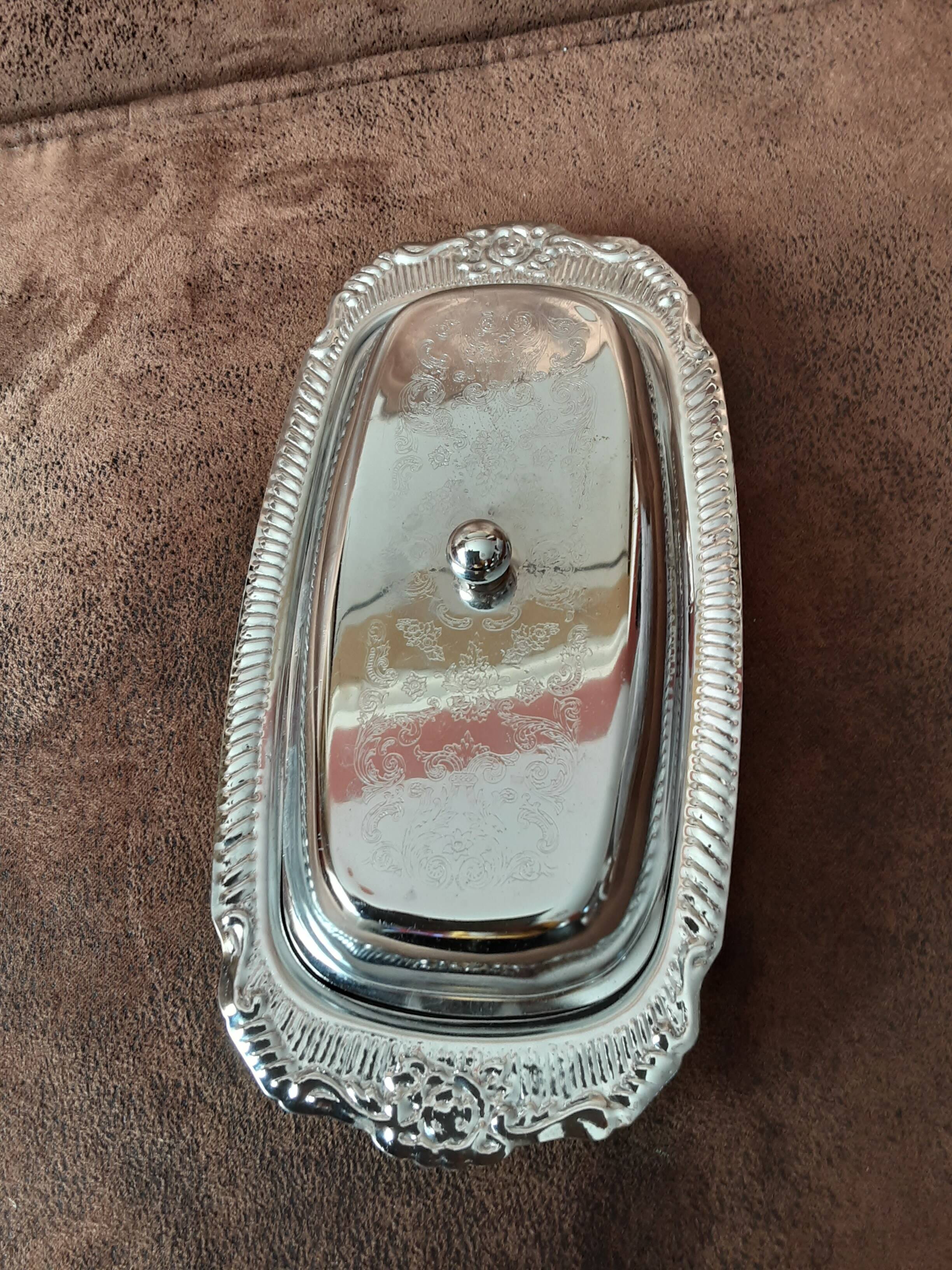 Vintage metal butter dish