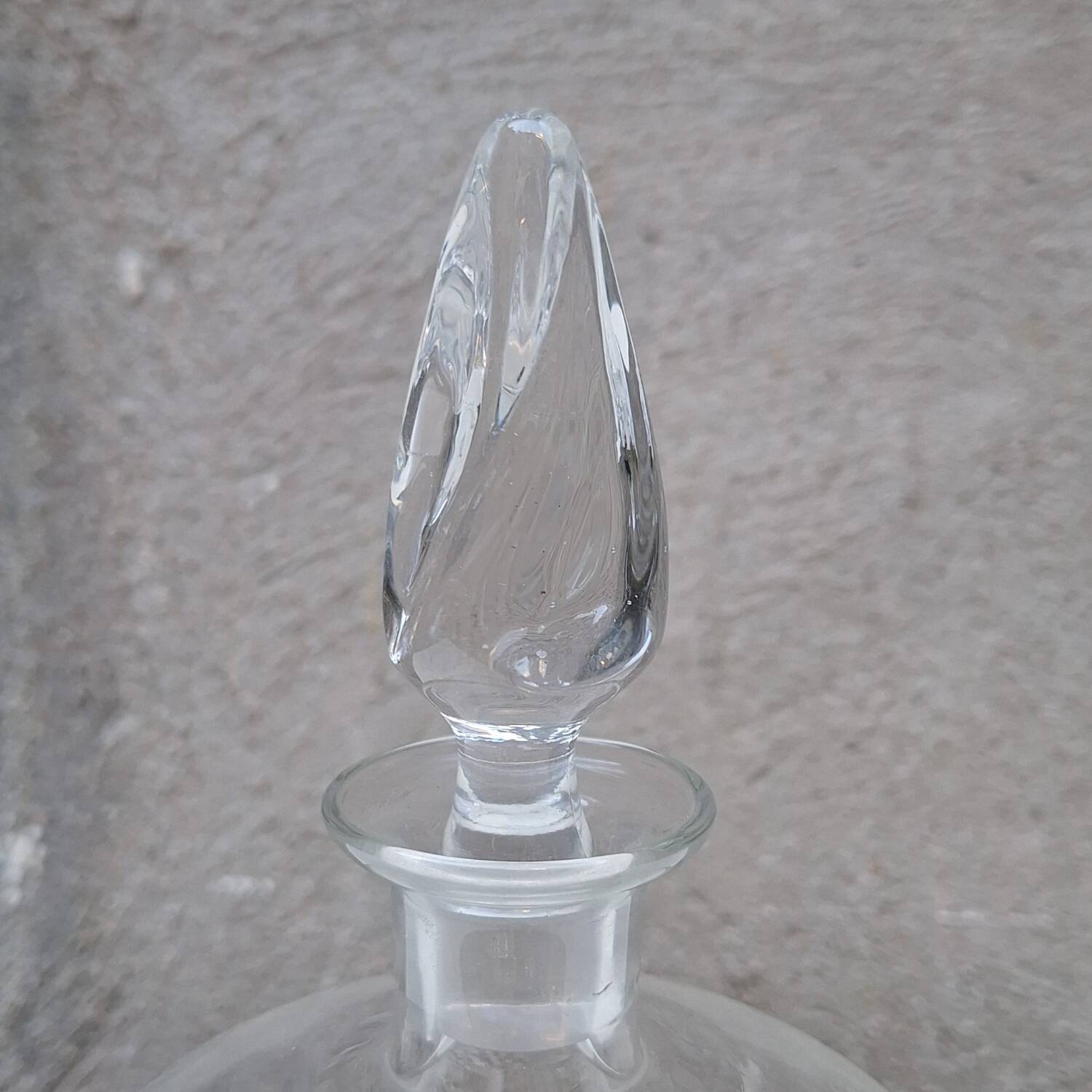 Engraved molded glass carafe from the 1950s