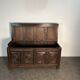 Large English chest from the 17th century in carved oak.