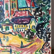 "The church" oil on canvas signed Armand Bouvier