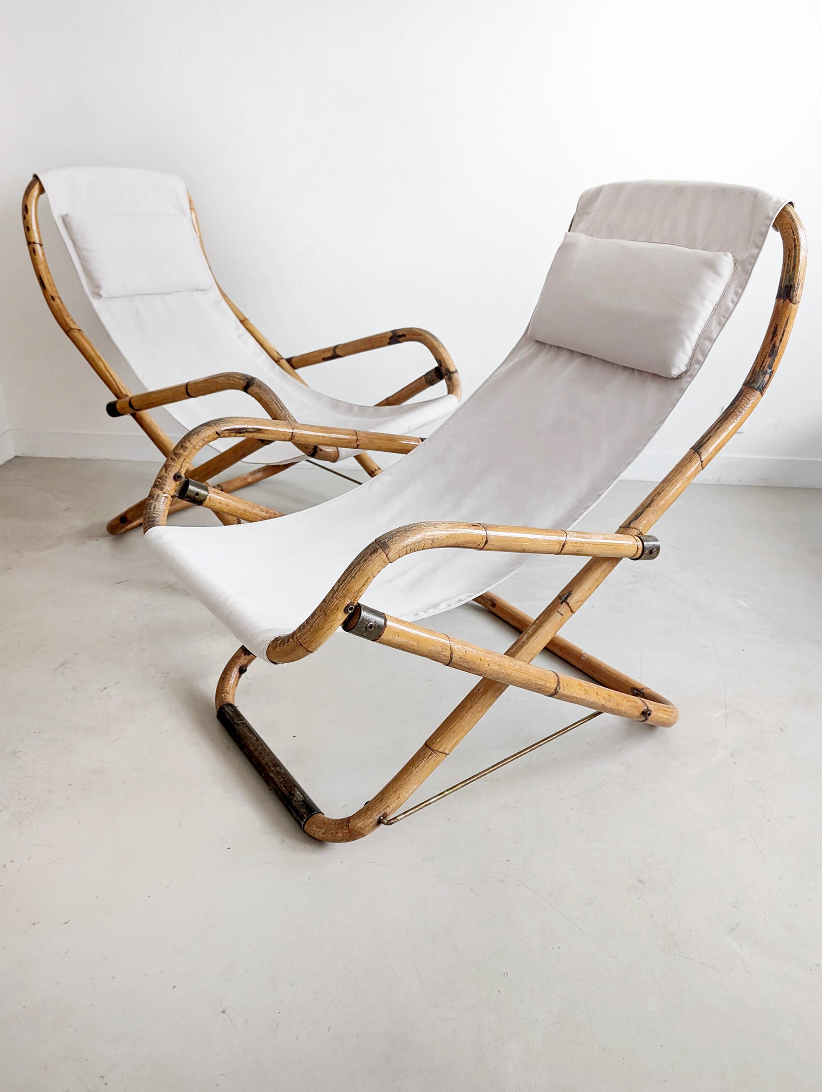 Set of 2 Italian deck chairs 1960s