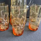 Saint Louis beer service in blown and cut amber crystal – Art Deco