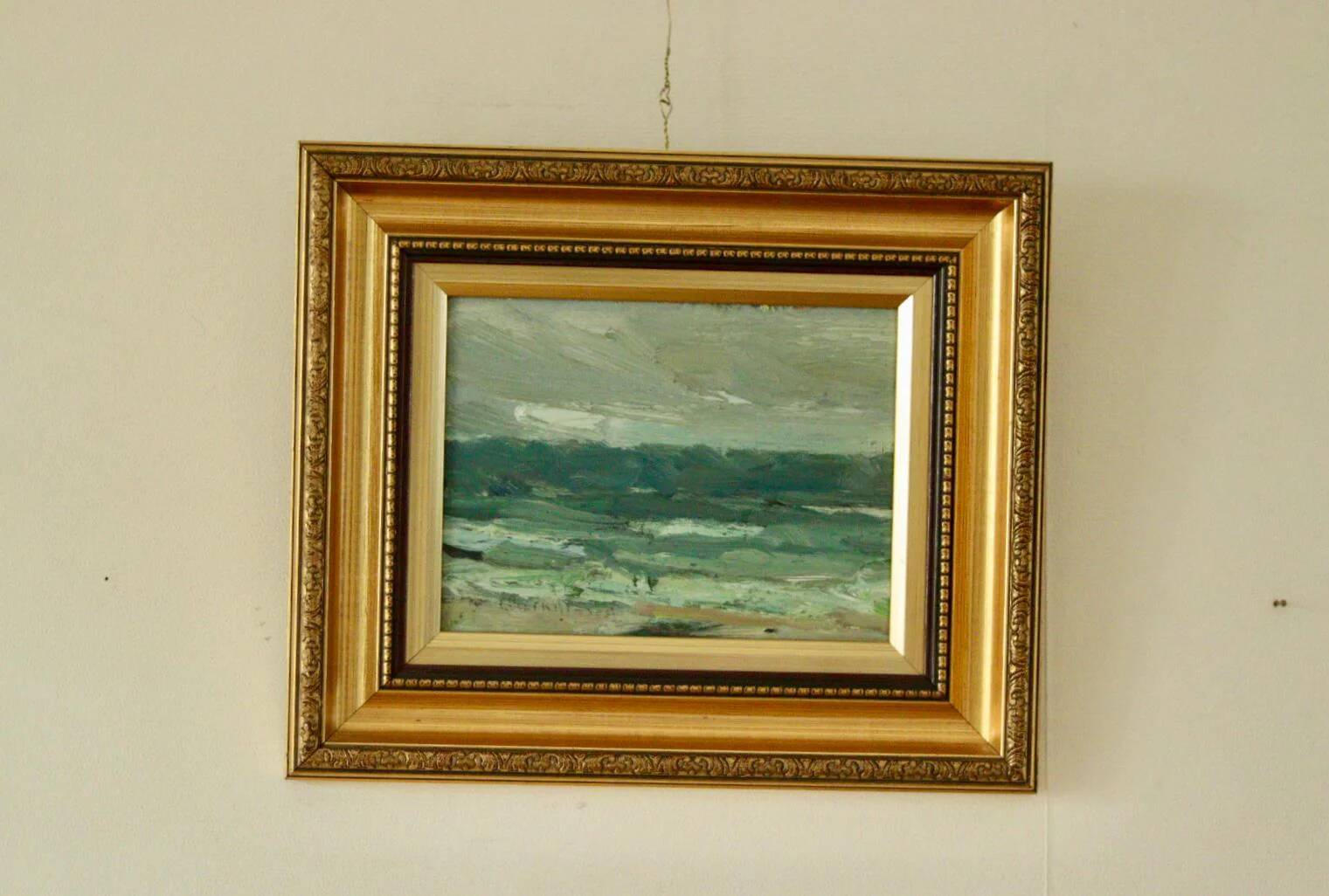 Original vintage oil on panel – ocean landscape