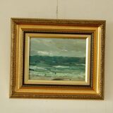 Original vintage oil on panel – ocean landscape