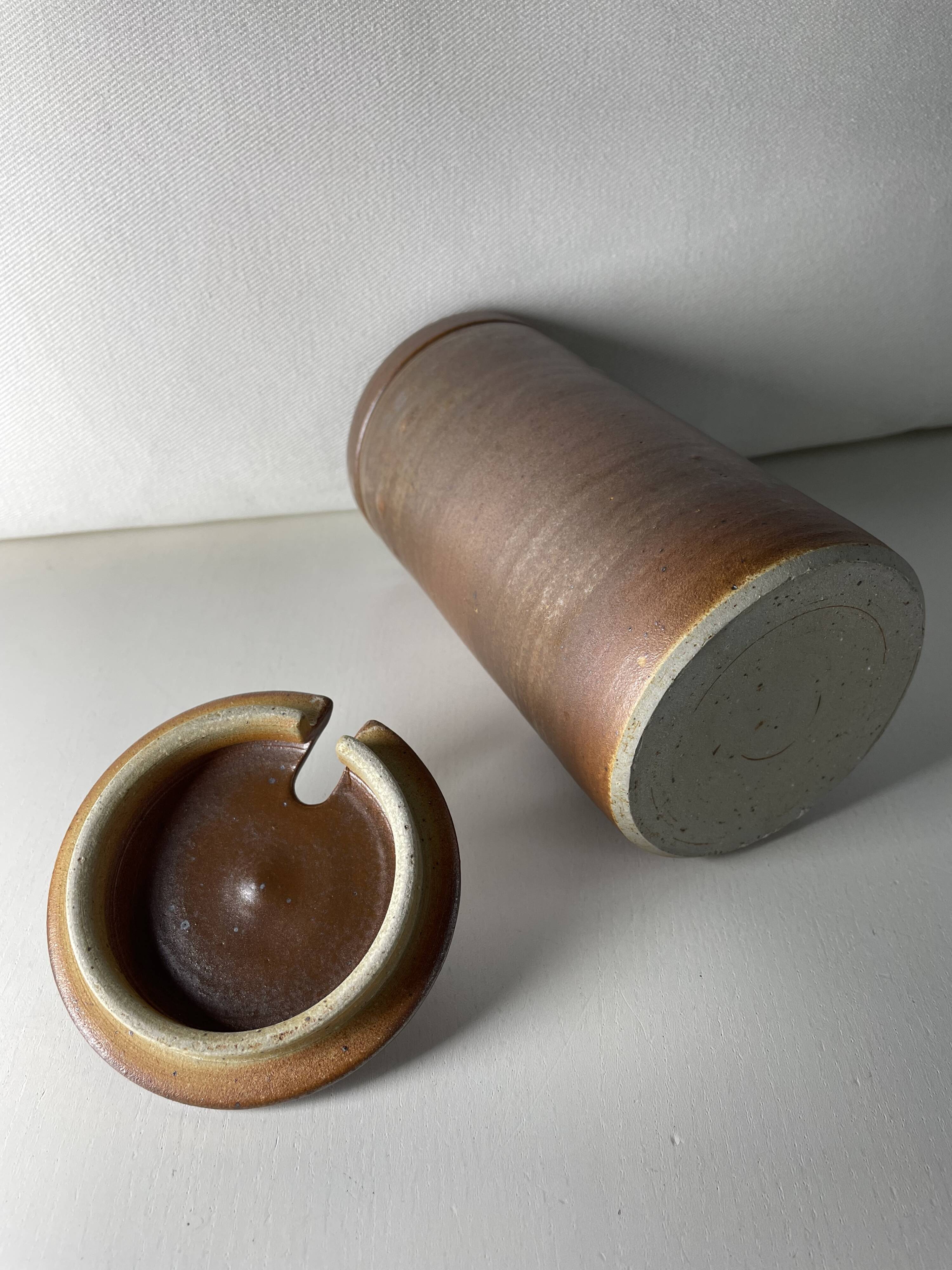 Pot de confiture/moutarde à couvercle en grès vintage