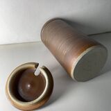 Pot de confiture/moutarde à couvercle en grès vintage