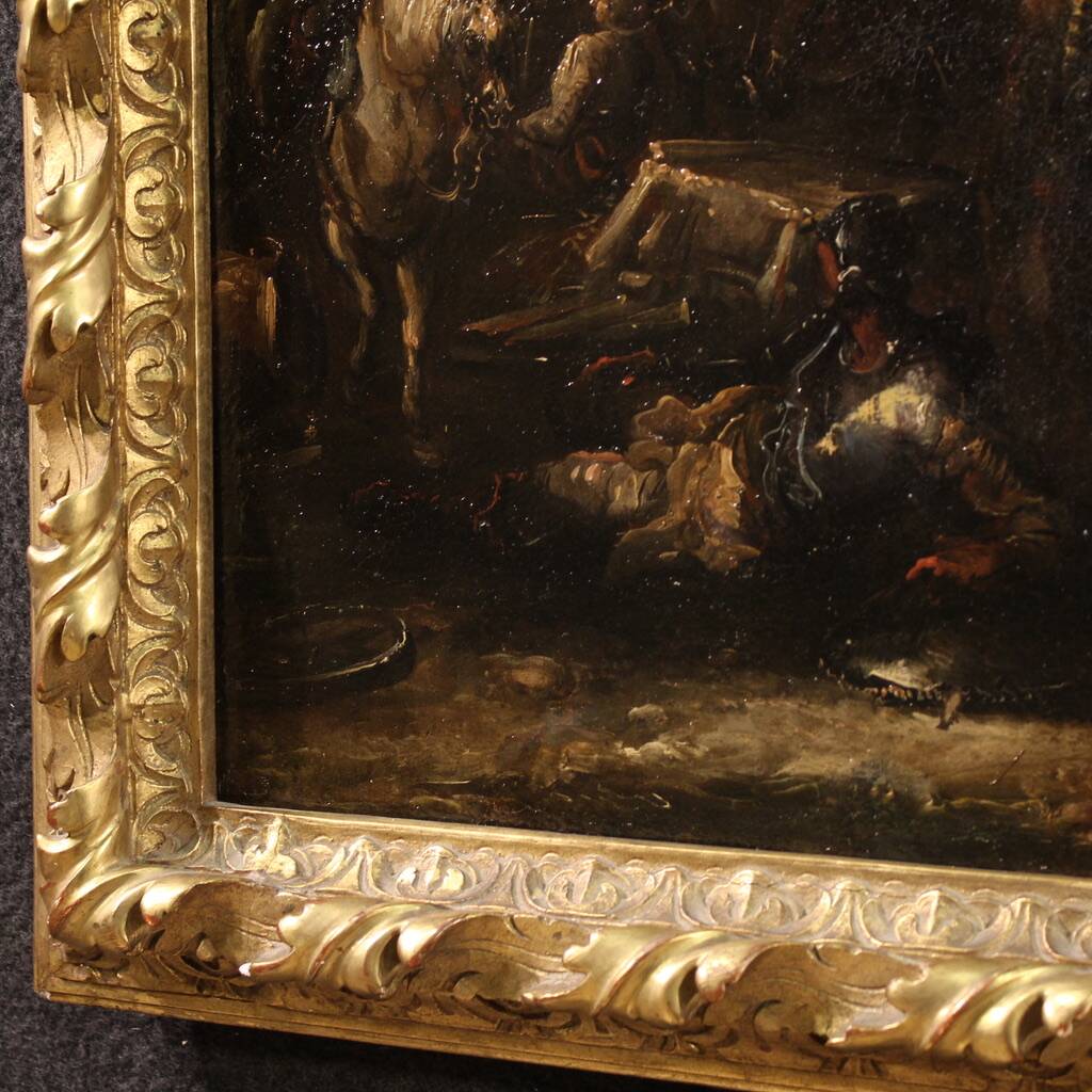 Great 18th century painting landscape with knights