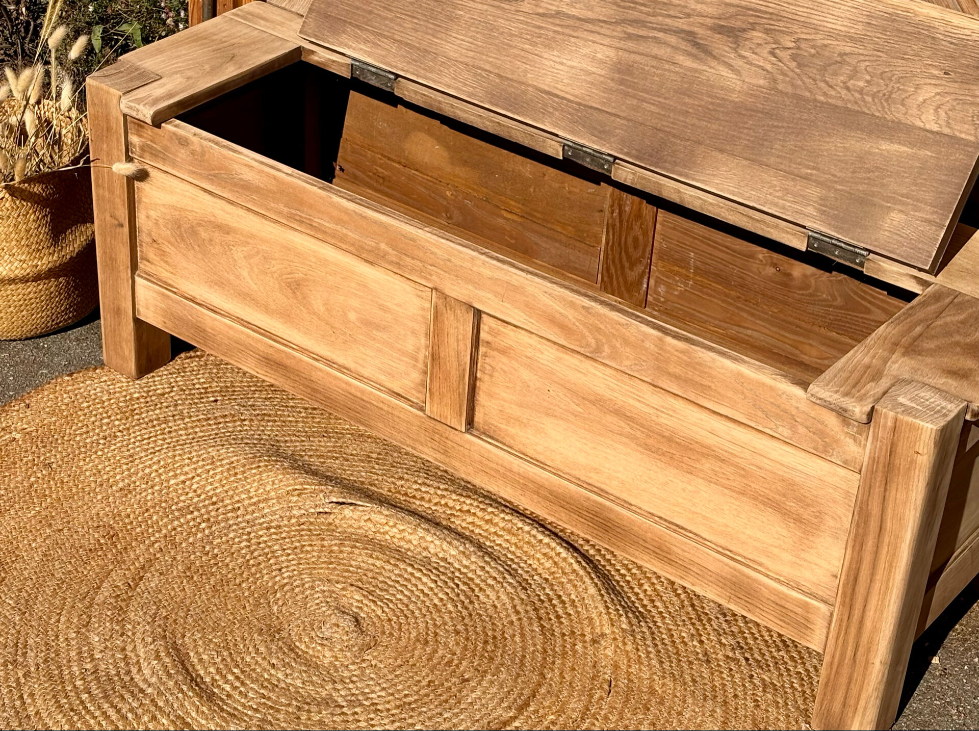 Antique solid oak chest bank